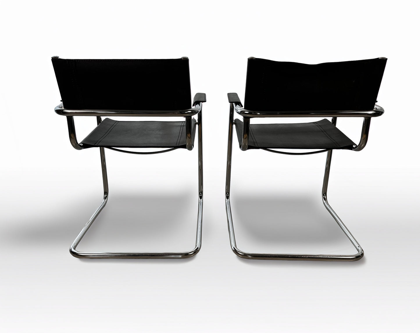 Set of 6 Vintage Cantilever Chairs in Chrome & Black