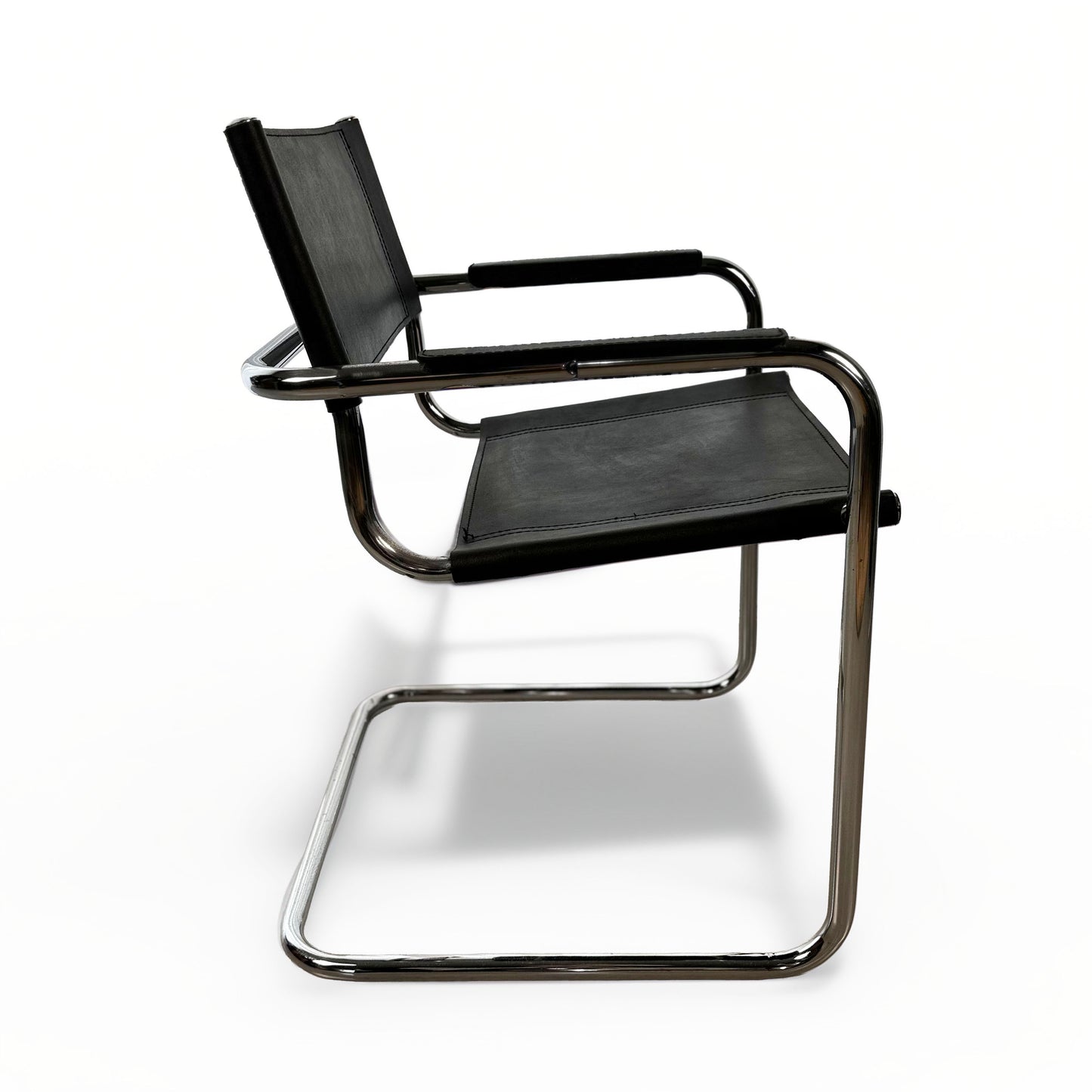 Set of 6 Vintage Cantilever Chairs in Chrome & Black