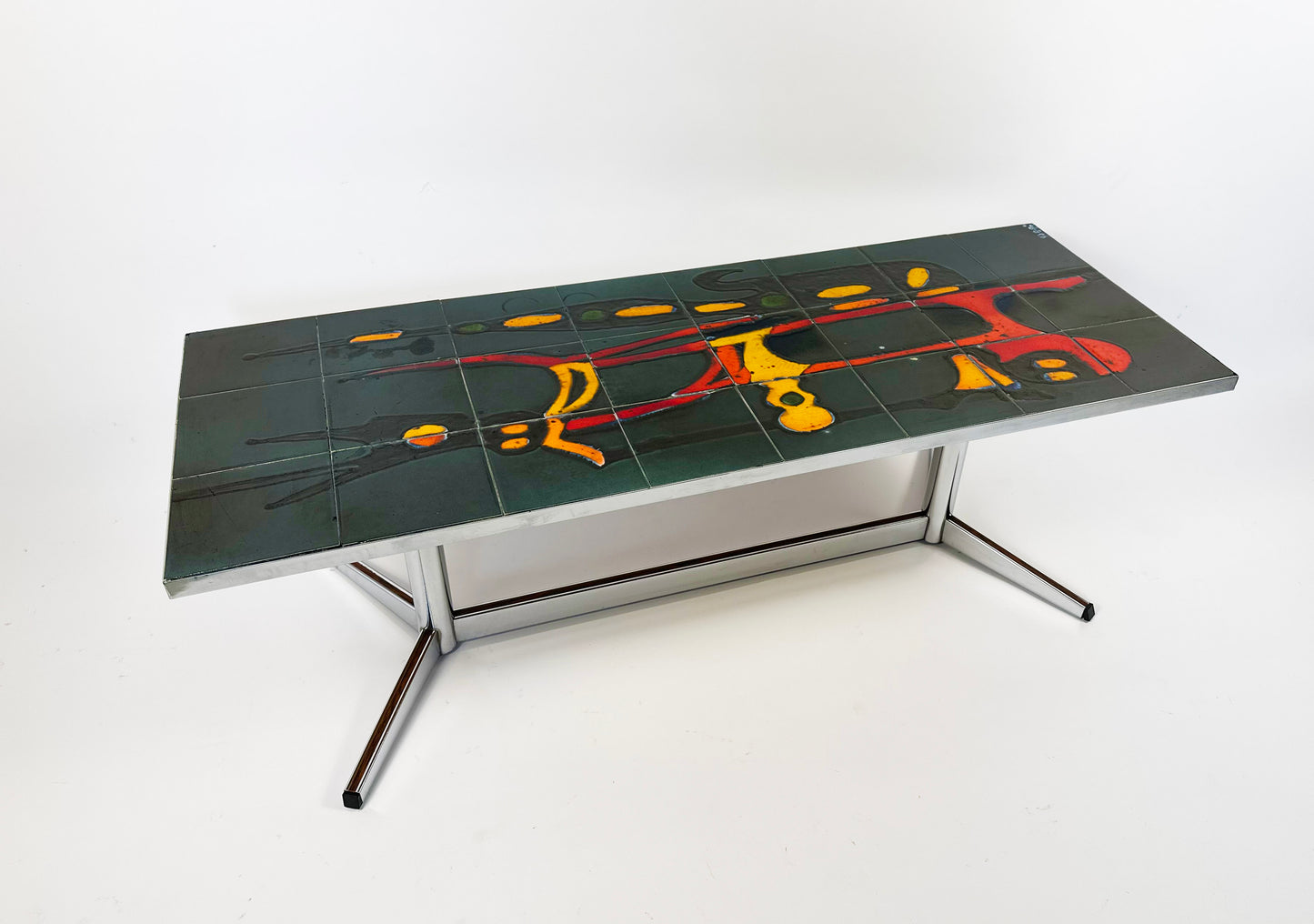 Mid-Century coffee table with ceramic top by Adri Belgique