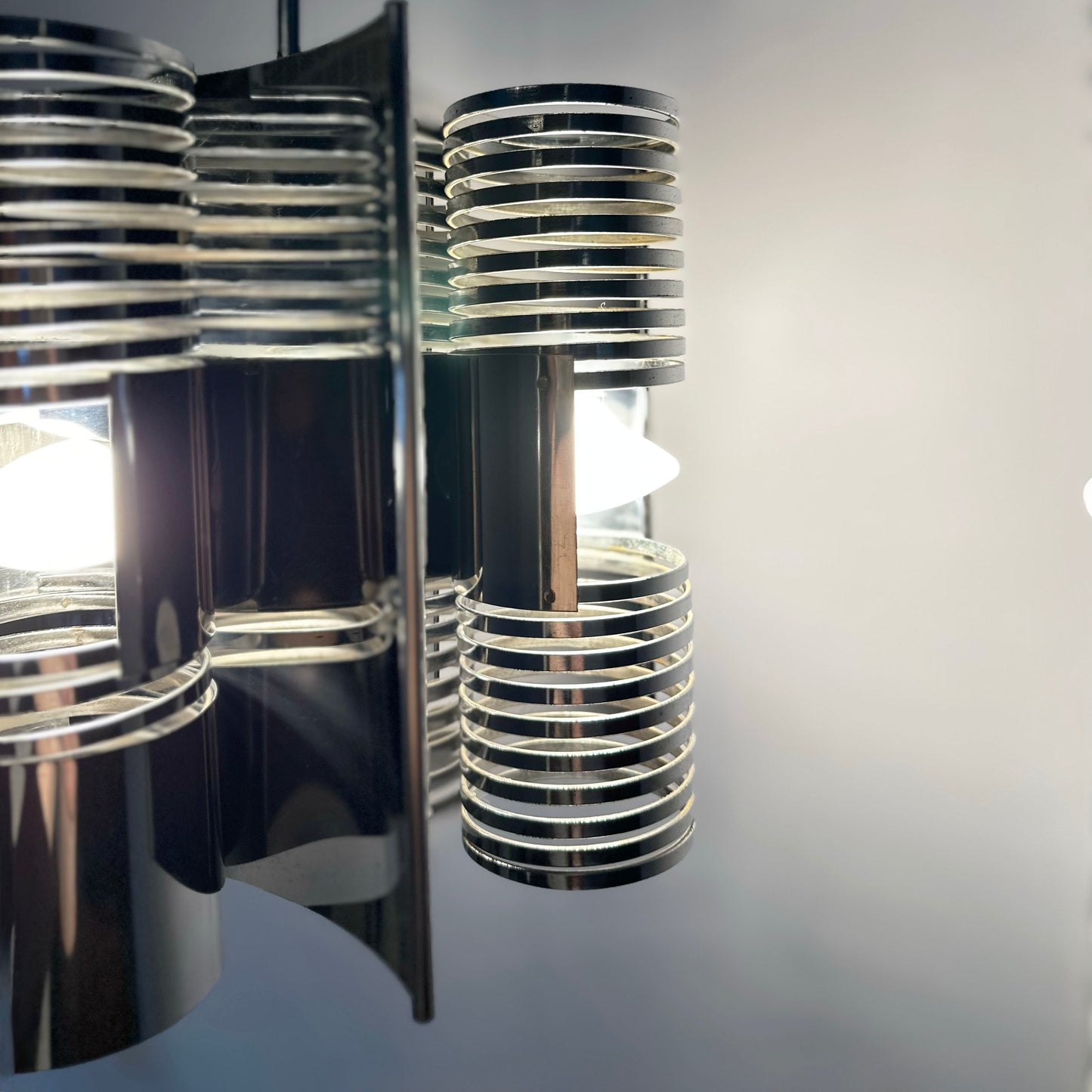 70s chrome Space Age hanging lamp