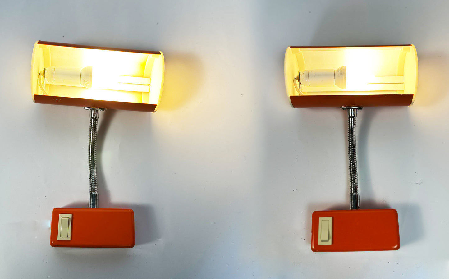 Pair of orange 1970s wall lamps from Ateljé Lyktan
