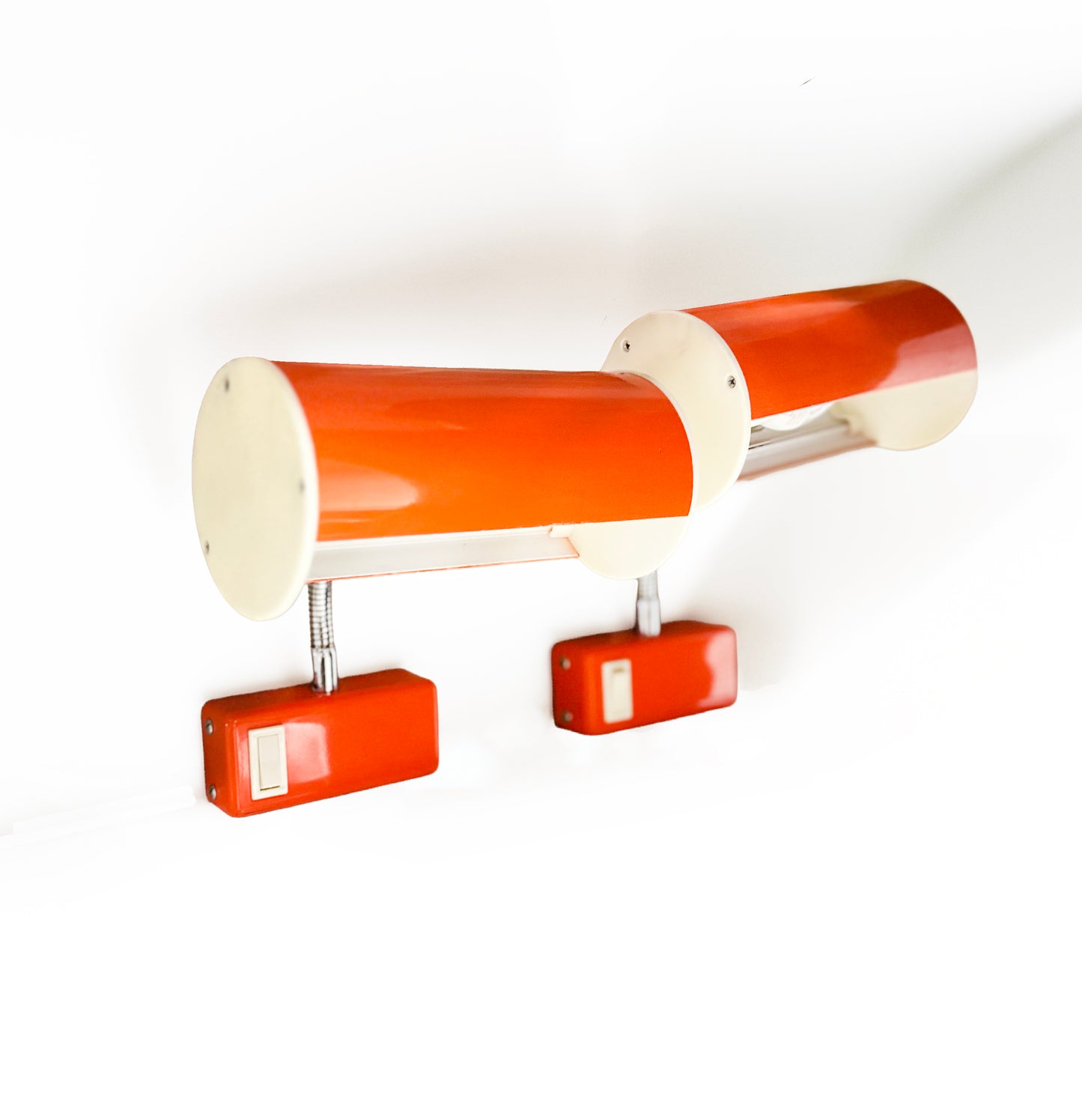 Pair of orange 1970s wall lamps from Ateljé Lyktan