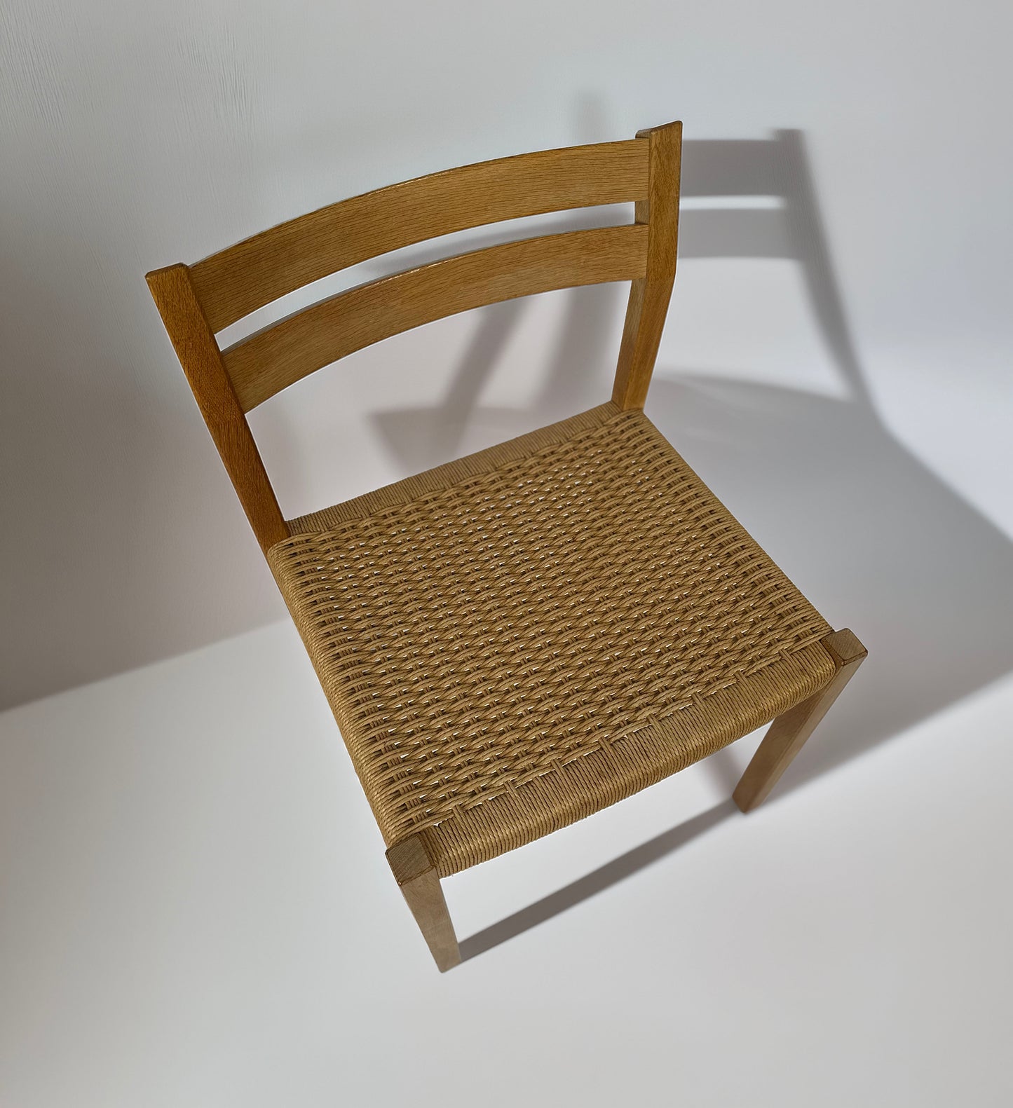 J.H. Møller Model 401 Oak Dining Chairs with Original Danish Papercord — Denmark, 1970s