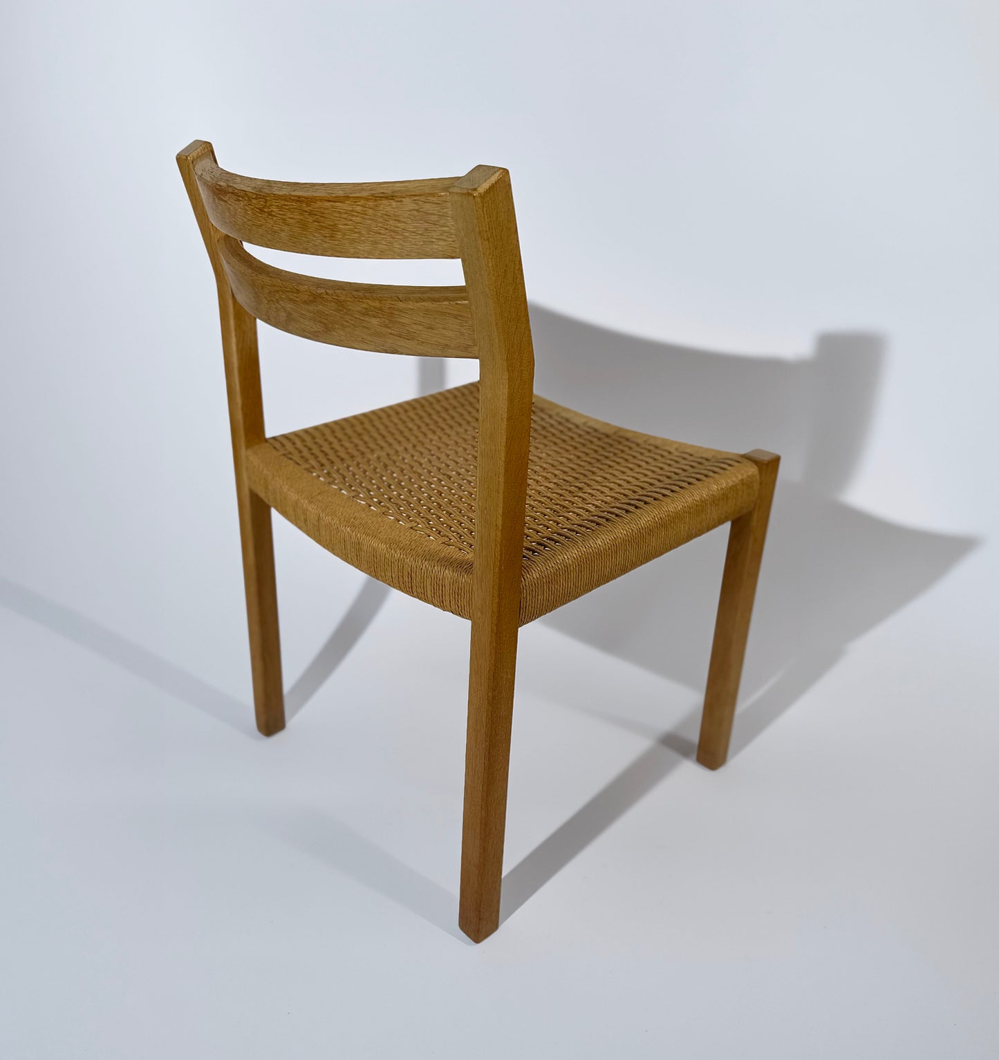 J.H. Møller Model 401 Oak Dining Chairs with Original Danish Papercord — Denmark, 1970s