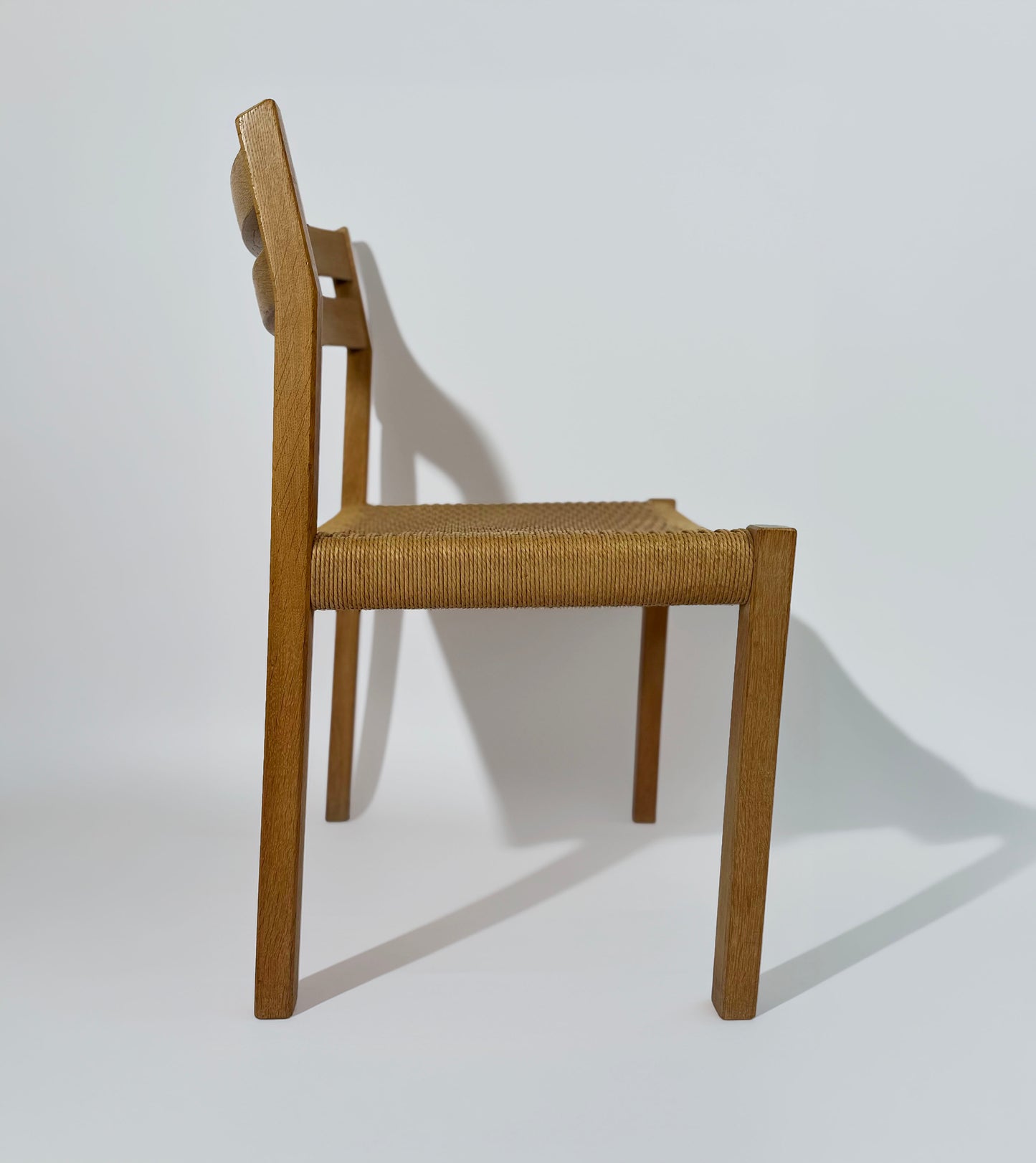 J.H. Møller Model 401 Oak Dining Chairs with Original Danish Papercord — Denmark, 1970s