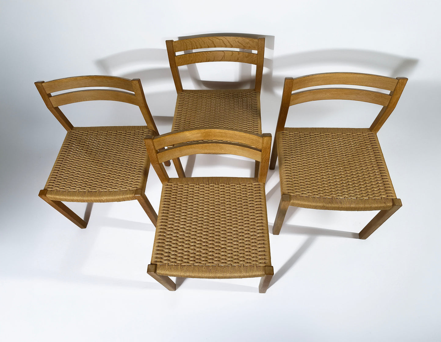 J.H. Møller Model 401 Oak Dining Chairs with Original Danish Papercord — Denmark, 1970s
