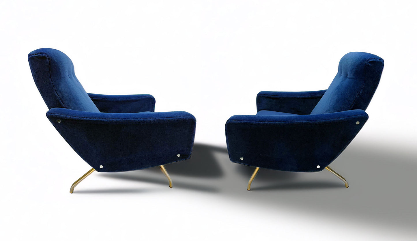 Pair of Royal Blue Galion Lounge Chairs by Steiner (1950s)