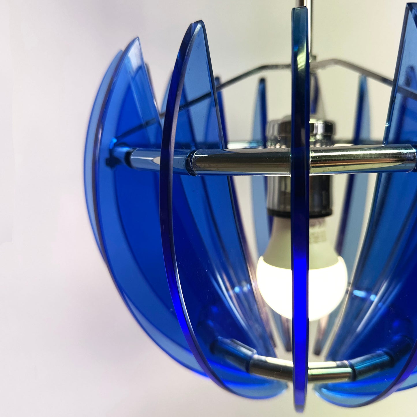 Vintage blue Veca lamp with Murano glass