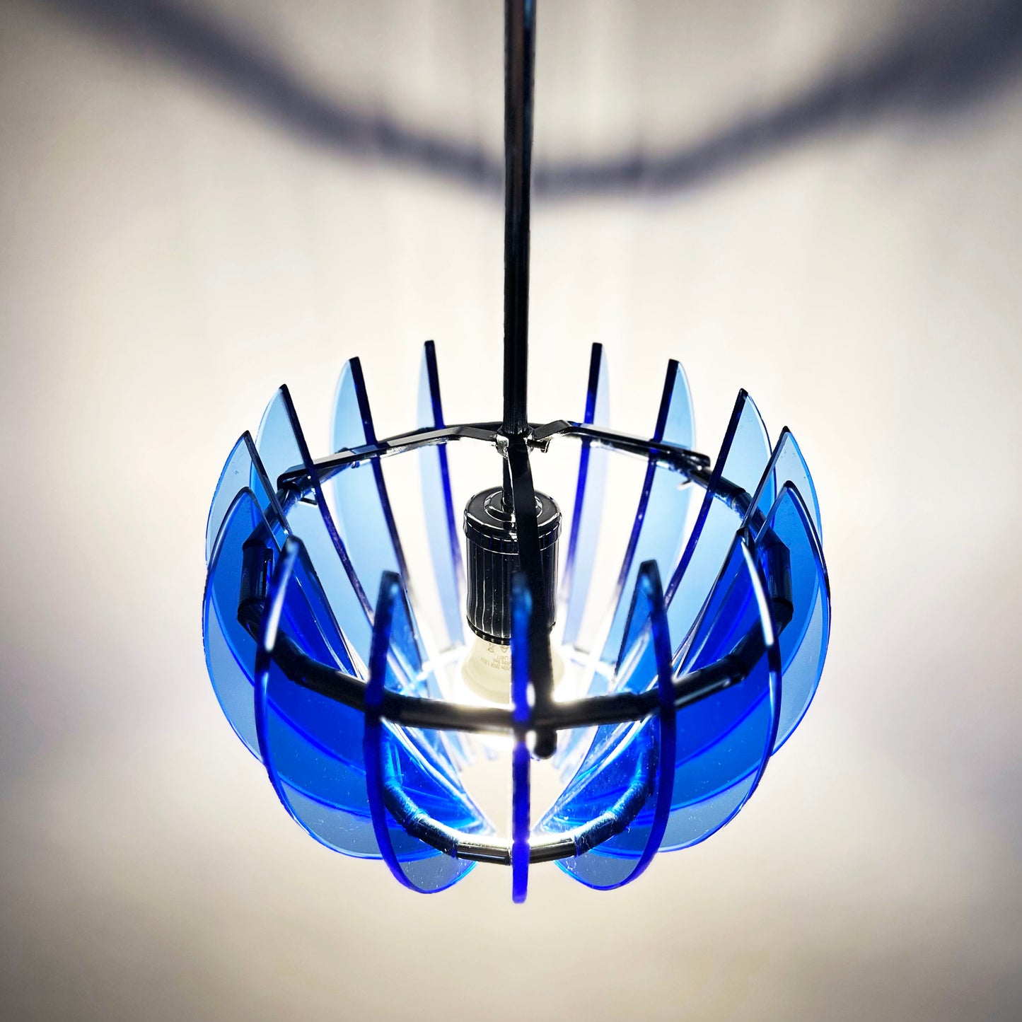 Vintage blue Veca lamp with Murano glass