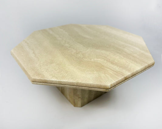 Vintage 1970s hexagonal coffee table in travertin